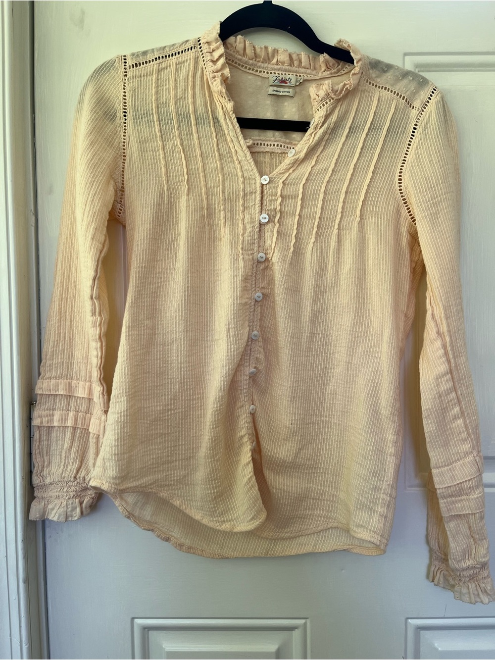 Faherty Willa Striped Pintuck Blouse peasant style Size XS Boho Fairy